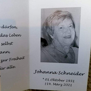 🕊️ Kondolenz - PSK Oberschwaben trauert um Hanni Schneider