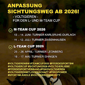Voltigieren: Anpassung des Sichtungswegs für den L- und M-Team Cup ab der Saison 2026 📢